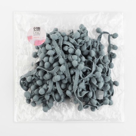 Decorative braid with pompons, 25 ± 5 mm, 9.1 ± 0.5 m, color gray color-2