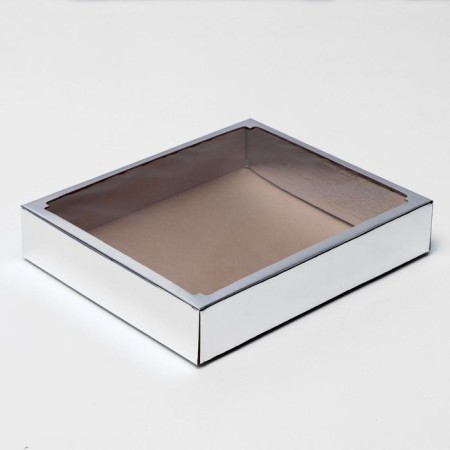 Box the team, cover, with a window, silver, 37 x 32 x 7 cm