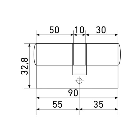 The cylinder mechanism standard Max, 90 mm (35x55), 5 keys, type key/key, matte nickel-2