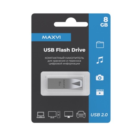 Flash drive maxvi MK2, 8 GB, USB2.0, th he is up to 25 MB/s, PBU up to 15 Mb/s, silver-3