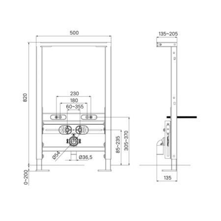 Installation stand for the suspended bidet IDDIS Profix Prob000i32, 135x500x820, universal-4