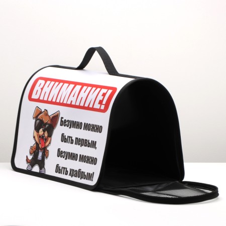 Bag - Frame Animal Carriage, 45 x 25 x 30 cm white with a dog-4
