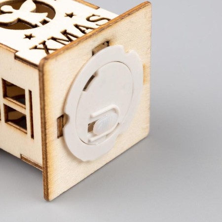 Christmas tree toy "House with an angel", from batteries, glow of warm white-2