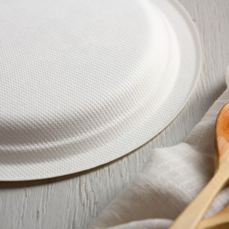 Disposable plate ECO, D = 17.2 cm, round, from sugarcane, white color-2