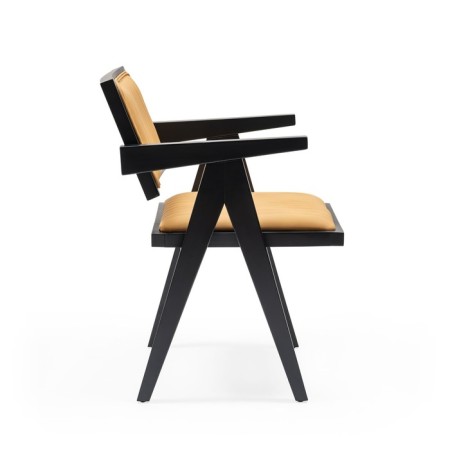 Harmony lunch chair, beech frame, polyester fabric, Wheat Beige color-1