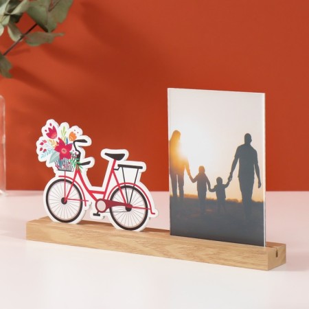 Photo frame wood, acrylic 10x15 cm "Spring bicycle" 4x27.3x14 cm-1
