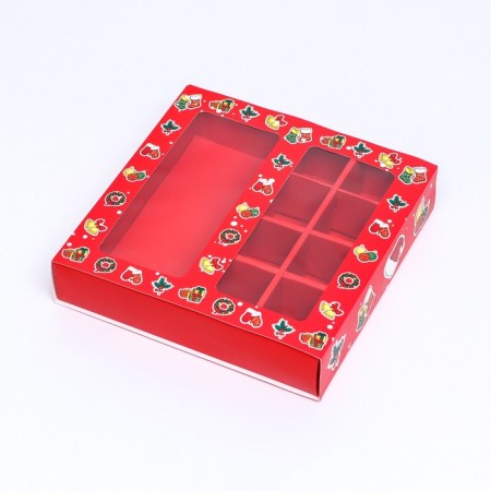 Box for sweets, 8 sweets and chocolate, 17.7 x 17.7 x 3.8 cm "Christmas tree toys"-7