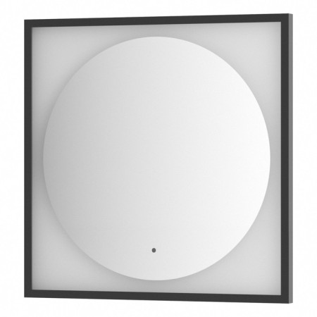 Mirror in a baguette frame with LED lighting 15 W, 70x70 cm, IR - switch, warm white light, black