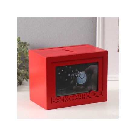 Photo archive in 96 photos 10x15 cm + frame 10x15 cm "Infinitely" red 20x15x12 cm