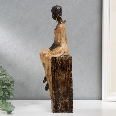 Souvenir Polystone "African in Cuba" Mix under a tree 36x8x10 cm-2