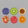 Stick Paper "Fruits and Berries" d = 2.5 cm 252 pcs in the roll