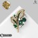 Brooch "Foliage" spring, green color in black gold