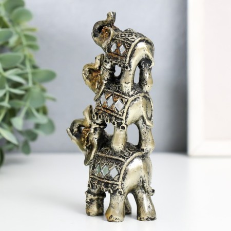 Polystone souvenir "Three Oleking Piramide of Popon with mosaic" 12x7x3 cm-2