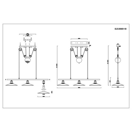Suspended EVOLUCE lamp. Sle120503-03. ESPERAZZA. 3x60 watts, E27, 96x26 cm, black color-12