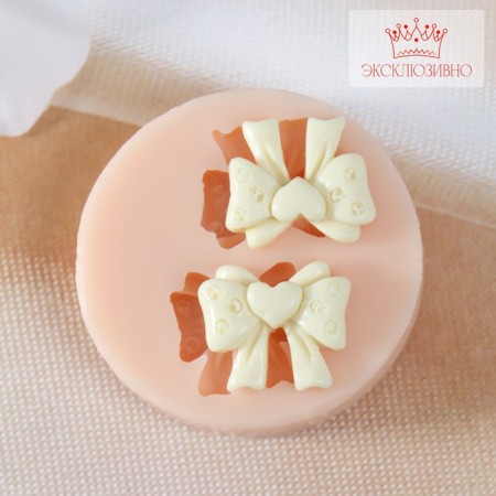 Mold Silicon "Bow with heart" 1.9x1.6x0.4 cm