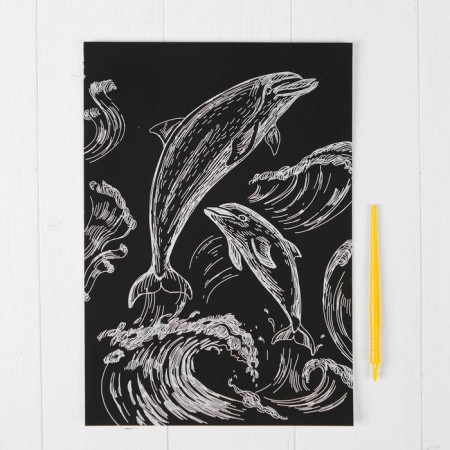 Engraving "dolphins" with a metallic effect "silver" A4-5