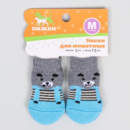 Noskov non-slip "bears", size m (3/4 * 7 cm), set 4 pcs, gray-blue-2