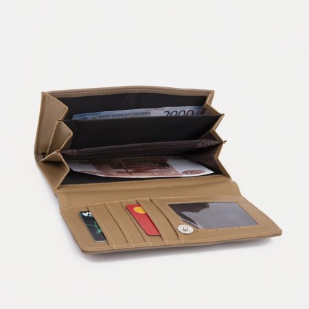 Women's wallet on magnet, beige color-3