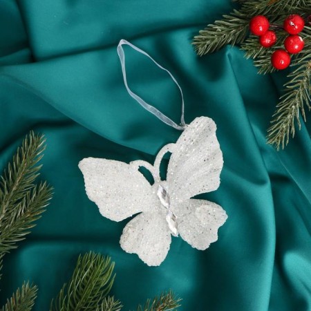 Christmas tree decoration "Frosty butterfly" 10.5x10 cm, white