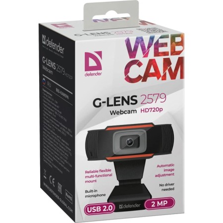 Defender G-Lens 2579, 2 MP, 1280x720, Black Webcam-10