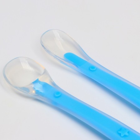 Set of silicone spoons for feeding, 2 pcs., Blue color-2