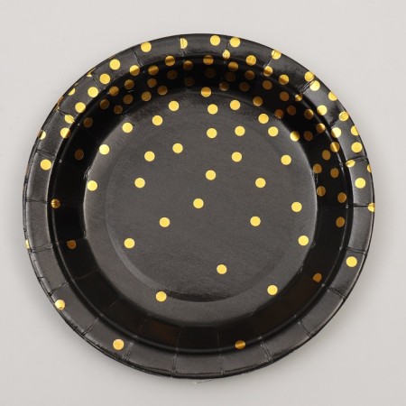 Set of dishes "Happy Birthday", confetti, black and gold-2