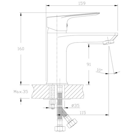 Rossinka RS27-11 washbasin mixer, one-handed, monolithic, chromium color-2