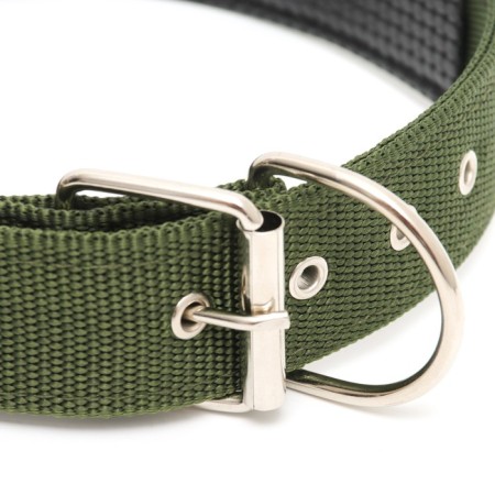 Collar "Comfort" Combined (polyester, art. Leather), 70 x 4 cm, Osh 48-58 cm, dark green-2