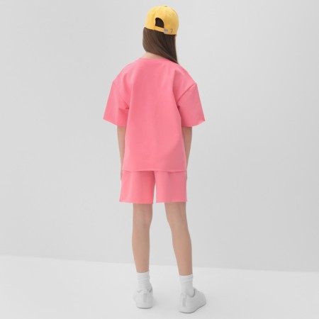Kit for girls (T -shirt, shorts) minku pink color, height 158-7