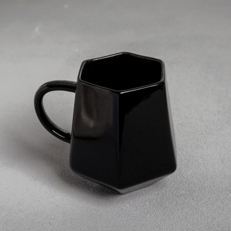 Ceramic geometry mug "Shiii", black, 300 ml, black color-2