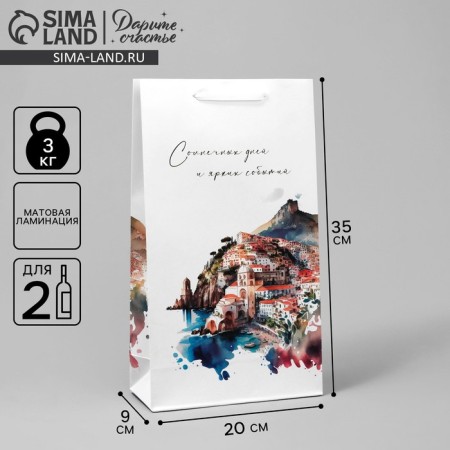 Gift package for two bottles, packaging, “Bright events”, 35 x 20 x 9 cm