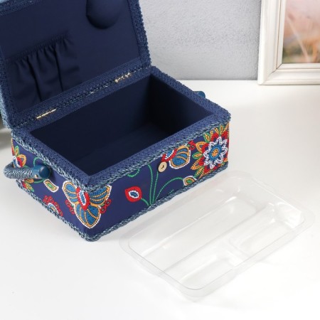 Casket for needlework "Flower mosaic" 24x16x11 cm-3