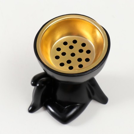 Black Polystone stand “A little man sits” black 6.7x6x6.8 cm-4