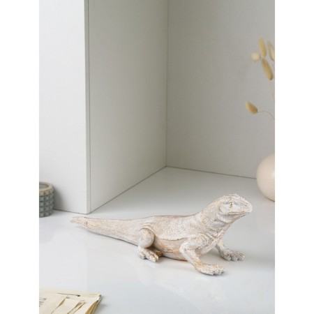 Figure "Varan", polystone, 14 cm, white-golden color-3
