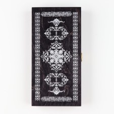 Black silver backgammon, wooden board 29 x 29 cm