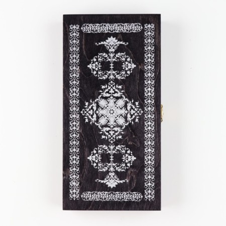 Black silver backgammon, wooden board 29 x 29 cm