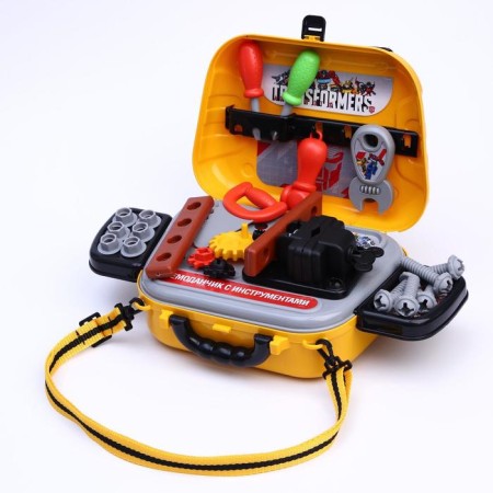 Set of builder "Suitcase" in a bag with game tools, transformers-1