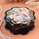 Casket "Angels with a wreath", black, 16 x 16 cm, lacquer miniature