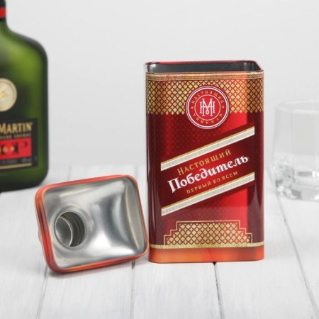 A tin box in the shape of a bottle for strong alcohol "Winner"-1