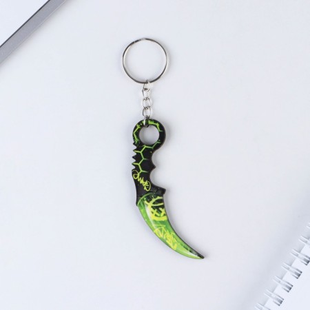 Key keychain "Cerambit", Green, 3 x 8 cm