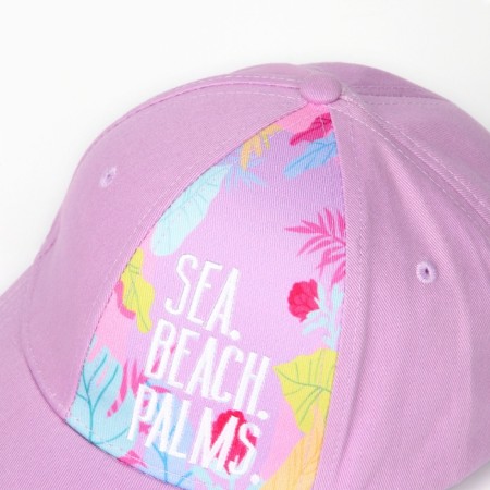 Women's cap. Beach. Palms, pink color, rr 56-5