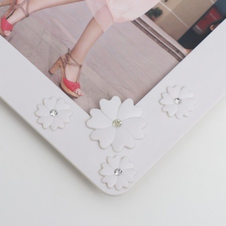 Photo frame plastic 15x20 cm "forget -me -nots" white, rhinestones 27x22 cm-2