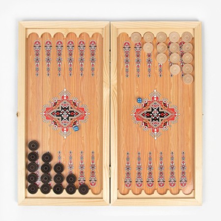 Wooden backgammon large, board game "Wolf", 50 x 50 cm, with checkers-1