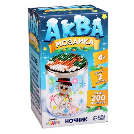 New Year! Aquamosaic "Snow Bank. Snowman ", nightlight, more than 200 balls-13