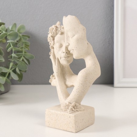 Souvenir Polystone Bust "Flowers with flowers" White in specking 9.5x6x17 cm-3