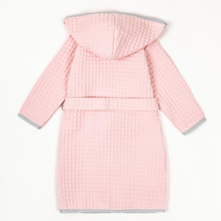 Baby robe with a hood Waffle, height 110-116 cm, pink color-8