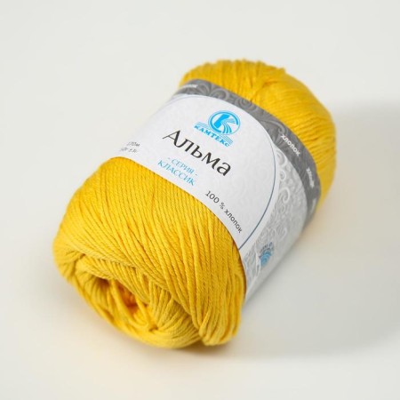 Yarn "Alma" 100% cotton 170m/50g (104 yellow)-1