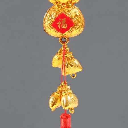 Plastic suspension, textiles "gold money bags" 3x4.5x38 cm-2