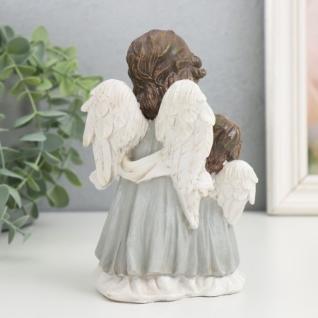 Polystone souvenir "Angels in gray robes, with a book and a candle" Squeezes 6.5x9.5x15 cm-2