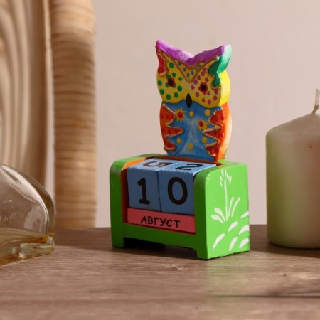 Wooden calendar "Owl" 7x4x10 cm Mix (2 lips)-2